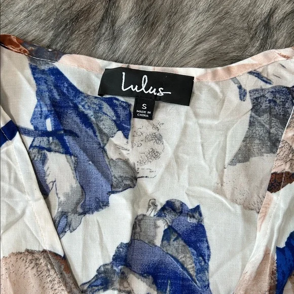 Lulu's Loveliest Of All White Blue Floral Lace Up Maxi Dress Size Small - Picture 10 of 13